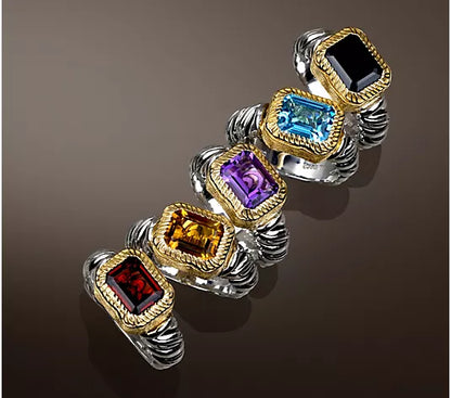 💥Today's Special Only $24.99💍Two-Tone Gemstone Ring