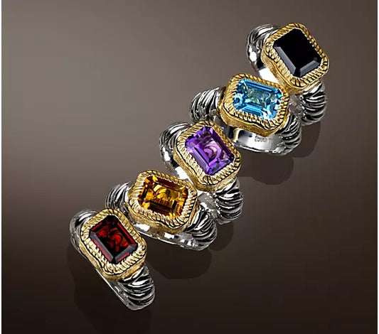 💥Today's Special Only $24.99💍Two-Tone Gemstone Ring