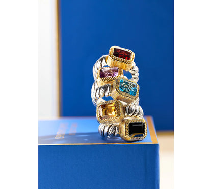 💥Today's Special Only $24.99💍Two-Tone Gemstone Ring