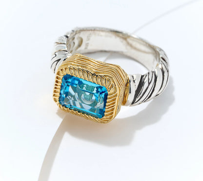 💥Today's Special Only $24.99💍Two-Tone Gemstone Ring